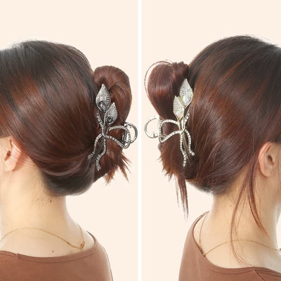 Unique Bargains Women's Flower Metal Hair Claw Clip Gold Tone Black 2 Pcs 1 Unique Bargains Women's Flower Metal Hair Claw Clip Gold Tone Black 2 Pcs