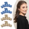 Unique Bargains Women's Nonslip Matte Hair Claw Clip Wave Dark Blue Brown 4 PCS