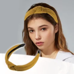 Unique Bargains Textured Cotton Knot Headband Soft Hairband For Women 1.3 Inch Wide 1Pcs