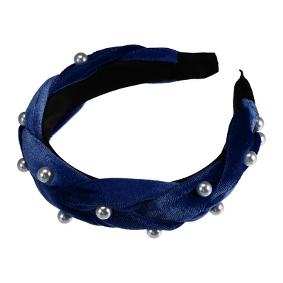 Unique Bargains Women's Braided Faux Pearl Velvet Headband Hairband Accessories 1.2 Inch Wide 1 Pc 8 Unique Bargains Women's Braided Faux Pearl Velvet Headband Hairband Accessories 1.2 Inch Wide 1 Pc - Image 8
