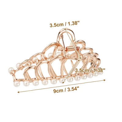 Unique Bargains Women's Metal Faux Pearl Hair Clips Rose Gold Tone 4 Unique Bargains Women's Metal Faux Pearl Hair Clips Rose Gold Tone - Image 4