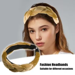 Unique Bargains Women's Thick Braided Velvet Headband Hairband Accessories 1.2 Inch Wide 1 Pc