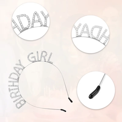 Unique Bargains Birthday Letter Sash Headband Silver Tone White Black 4 Unique Bargains Birthday Letter Sash Headband Silver Tone White Black - Image 4