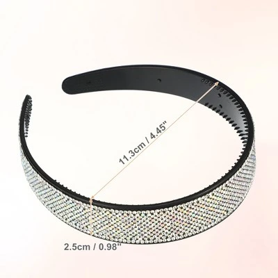 Unique Bargains Women's No Slip Rhinestone Wide-brimmed Headband 4.45"x0.98" White 1 Pc 4 Unique Bargains Women's No Slip Rhinestone Wide-brimmed Headband 4.45"x0.98" White 1 Pc - Image 4