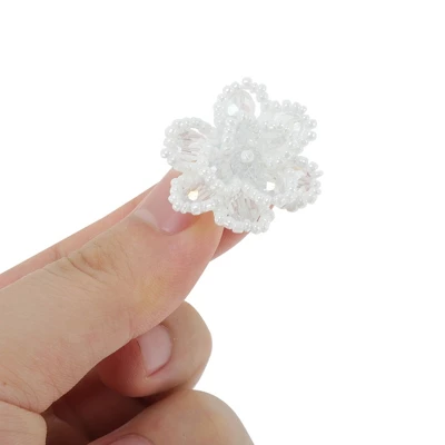 Unique Bargains Beaded Flowers Shoelace Charms White 1 Pair 2 Unique Bargains Beaded Flowers Shoelace Charms White 1 Pair - Image 2