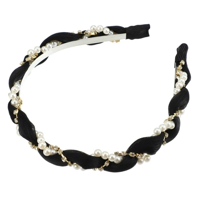 Unique Bargains Women's Rhinestone Pearl Wrap Fabric Faux Pearl Headband 6 Unique Bargains Women's Rhinestone Pearl Wrap Fabric Faux Pearl Headband - Image 6