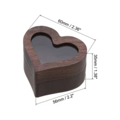 Unique Bargains Heart Shaped Wooden Engagement Ring Box