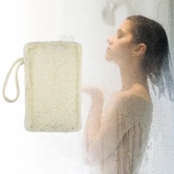 Unique Bargains Bathroom Loofah Pad Brush 4.45"x2.87" Beige 1 Pc