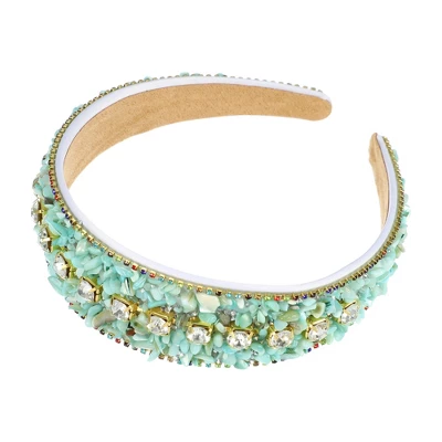 Unique Bargains Women's Bling Crushed Turquoise Rhinestone Wide Edge Hairband 4.72"x1.65" 1Pc 8 Unique Bargains Women's Bling Crushed Turquoise Rhinestone Wide Edge Hairband 4.72"x1.65" 1Pc - Image 8