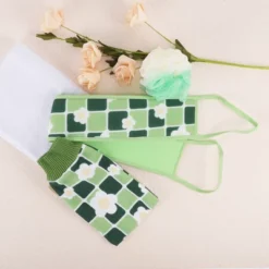 Unique Bargains Flowers Bath Brush Set 23.43"×3.54" Green