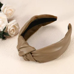 Unique Bargains Cross Knotted PU Leather Non-slip Fashion Wide Headband 1 Pc