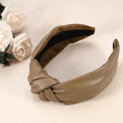 Unique Bargains Cross Knotted PU Leather Non-slip Fashion Wide Headband 1 Pc 1 Unique Bargains Cross Knotted PU Leather Non-slip Fashion Wide Headband 1 Pc