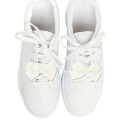 Unique Bargains Puff Bow Shoelace Charms Beige 1 Pair