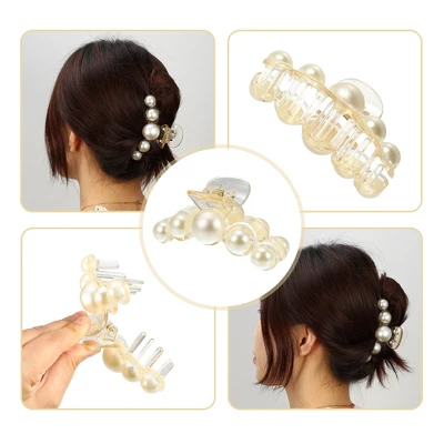 Unique Bargains Women's Plastic Hair Claws White 4 Unique Bargains Women's Plastic Hair Claws White - Image 4