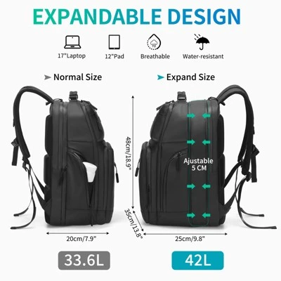 Unique Bargains Waterproof Expandable Business Backpacks With Laptop Compartment 18.9" X 13.8" 1 Unique Bargains Waterproof Expandable Business Backpacks With Laptop Compartment 18.9" X 13.8"