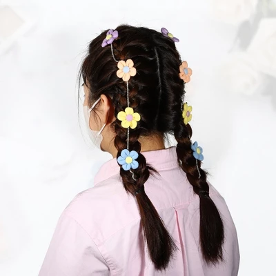 Unique Bargains Rhinestone Flower Shape Long Tassel Hair Clips Chains Multicolored 2 Pcs 3 Unique Bargains Rhinestone Flower Shape Long Tassel Hair Clips Chains Multicolored 2 Pcs - Image 3