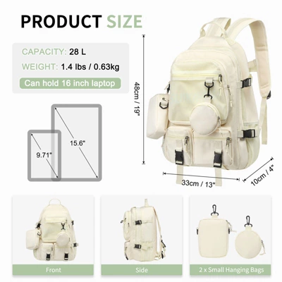 Unique Bargains Large Capacity Waterproof Laptop Backpack With Hanging Pockets 2 Unique Bargains Large Capacity Waterproof Laptop Backpack With Hanging Pockets - Image 2