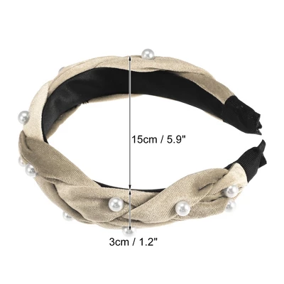 Unique Bargains Women's Braided Faux Pearl Velvet Headband Hairband Accessories 1.2 Inch Wide 1 Pc 3 Unique Bargains Women's Braided Faux Pearl Velvet Headband Hairband Accessories 1.2 Inch Wide 1 Pc - Image 3