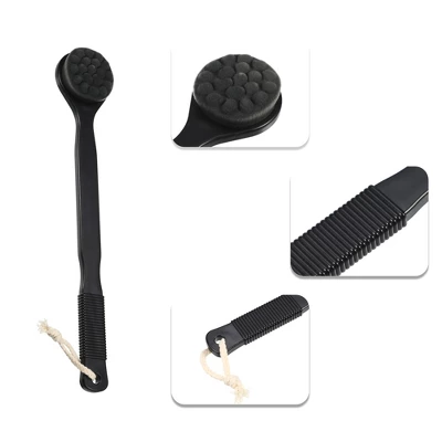 Unique Bargains Long Handle Bath Brush For Shower 15.55" Length Black 1 Pc 2 Unique Bargains Long Handle Bath Brush For Shower 15.55" Length Black 1 Pc - Image 2