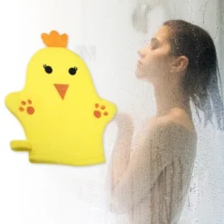 Unique Bargains Bathroom Cartoon Durable Bath Brush 9.25"x7.28" Yellow 1 Pc