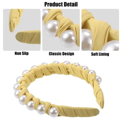 Unique Bargains Women's Fashion Faux Pearl Braided Tape Headband Hairband 0.79 Inch Wide 1 Pc 2 Unique Bargains Women's Fashion Faux Pearl Braided Tape Headband Hairband 0.79 Inch Wide 1 Pc - Image 2