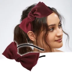 Unique Bargains Women's Fashion Satin Bow Knot Headband 0.31 Inch Wide 1 Pc