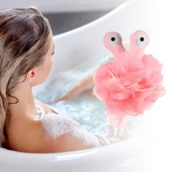 Unique Bargains Cartoon Bath Shower Body Puffs Loofah Sponge 5.51"x4.72" Pink 1 Pc