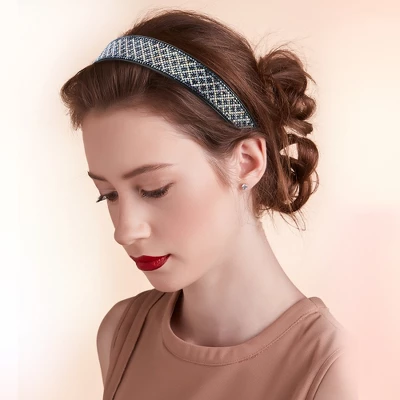 Unique Bargains Women's No Slip Rhinestone Wide-brimmed Headband 4.45"x0.98" Deep Blue 1 Pc 2 Unique Bargains Women's No Slip Rhinestone Wide-brimmed Headband 4.45"x0.98" Deep Blue 1 Pc - Image 2