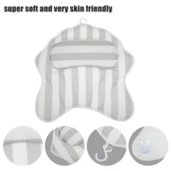 Unique Bargains Bath Cushion Non Slip Suction Sups Comfortable Head Rest Bathtub Pillow Gray