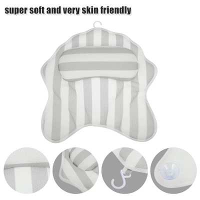 Unique Bargains Bath Cushion Non Slip Suction Sups Comfortable Head Rest Bathtub Pillow Gray 1 Unique Bargains Bath Cushion Non Slip Suction Sups Comfortable Head Rest Bathtub Pillow Gray