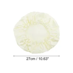 Unique Bargains Durable Double Layer Shower Cap Beige White 1 Pc