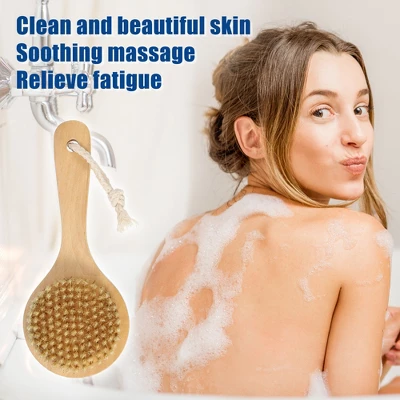 Unique Bargains Double Sided Bath Brush Wood Back Scrubber With Handle For Shower Brown 1 Pcs 1 Unique Bargains Double Sided Bath Brush Wood Back Scrubber With Handle For Shower Brown 1 Pcs