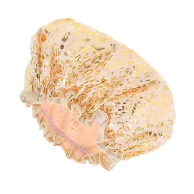 Unique Bargains Women's Leopard Point Bath Cap Pink Gold Tone 1 Pc 3 Unique Bargains Women's Leopard Point Bath Cap Pink Gold Tone 1 Pc - Image 3