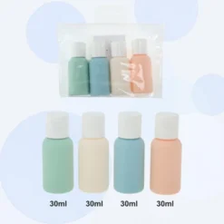 Unique Bargains Portable Travel Container Set Blue Pink 4 Pcs