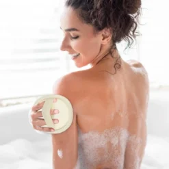 Unique Bargains Shower Loofah Pad Brush Beige 1 Pc