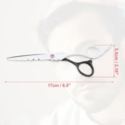Unique Bargains Hair Cutting Barber Scissors Stainless Steel For Barber Shop And Home Use 6.5" Black And White 1PC