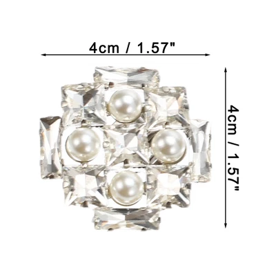 Unique Bargains Women's Rhinestone Shoe Buckle 1.57"x1.57" Silver Tone 2 Pcs 1 Unique Bargains Women's Rhinestone Shoe Buckle 1.57"x1.57" Silver Tone 2 Pcs