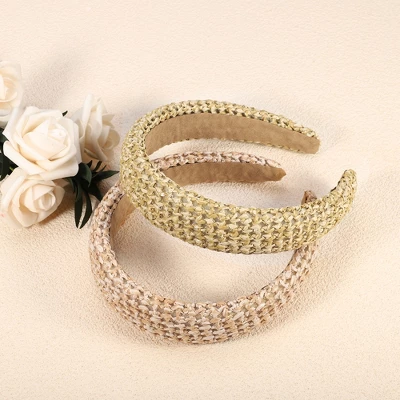 Unique Bargains Women's Bohemian Style Straw Rattan Sponge Headband Khaki Pink 2 Pcs 5 Unique Bargains Women's Bohemian Style Straw Rattan Sponge Headband Khaki Pink 2 Pcs - Image 5