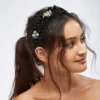 Unique Bargains Women's Rhinestone Pleated Headband Faux Pearl Headband 1 Pc