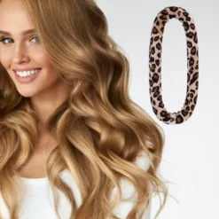 Unique Bargains Women's Large Leopard Print Hair Rollers 11.42"x5.31" Black,Brown 1pc