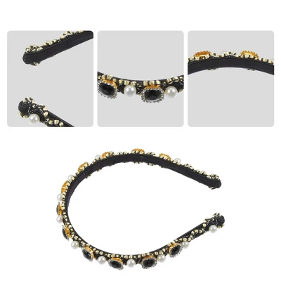 Unique Bargains Women's Bling Faux Pearl Sparkle Rhinestone Padded Headband 0.59 Inch Wide 1 Pc 2 Unique Bargains Women's Bling Faux Pearl Sparkle Rhinestone Padded Headband 0.59 Inch Wide 1 Pc - Image 2