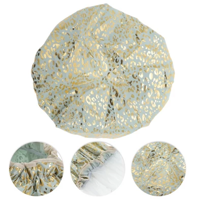 Unique Bargains Women's Leopard Point Bath Cap Green Gold Tone 1 Pc 2 Unique Bargains Women's Leopard Point Bath Cap Green Gold Tone 1 Pc - Image 2