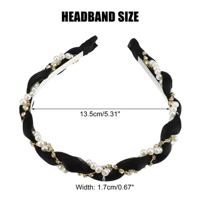 Unique Bargains Women's Rhinestone Pearl Wrap Fabric Faux Pearl Headband 3 Unique Bargains Women's Rhinestone Pearl Wrap Fabric Faux Pearl Headband - Image 3