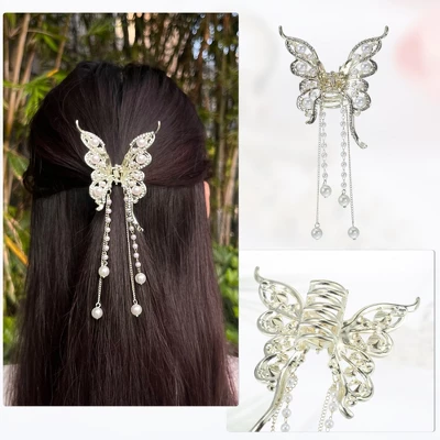 Unique Bargains Women's Butterfly Tassel Hair Clips And Pins Gold Tone 2 Pcs 2 Unique Bargains Women's Butterfly Tassel Hair Clips And Pins Gold Tone 2 Pcs - Image 2