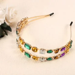 Unique Bargains Women's Double Layer Metal Colorful Rhinestone Faux Crystal Headband 5.51"x1.65" 1 Pc -UNIQUE BARGAIN Shop GUEST 46a2689f ea37 435d a0ae fd5f4093fc6b