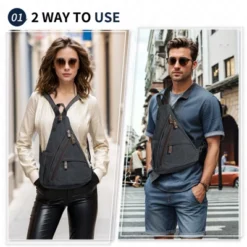 Unique Bargains Vintage Waterpoof Anti Theft Casual Crossbody Backpack