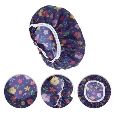 Unique Bargains Flower Single Layer Shower Cap 3 Pcs 2 Unique Bargains Flower Single Layer Shower Cap 3 Pcs - Image 2