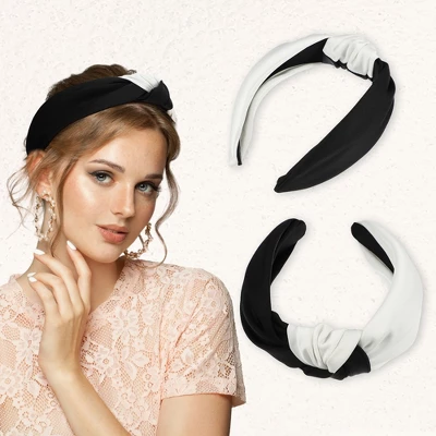 Unique Bargains Women's Top Knotted Fashion Elastic Wide Headband Black White 1 Pc 2 Unique Bargains Women's Top Knotted Fashion Elastic Wide Headband Black White 1 Pc - Image 2
