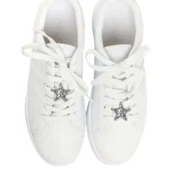 Unique Bargains Textured Star Shoelace Charms Silver Tone 1 Pair