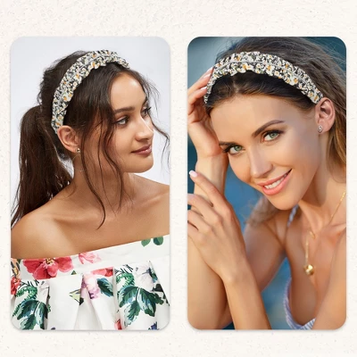 Unique Bargains Women's Floral Ruched Non-slip Pearl Headbands Black 1 Pc 1 Unique Bargains Women's Floral Ruched Non-slip Pearl Headbands Black 1 Pc